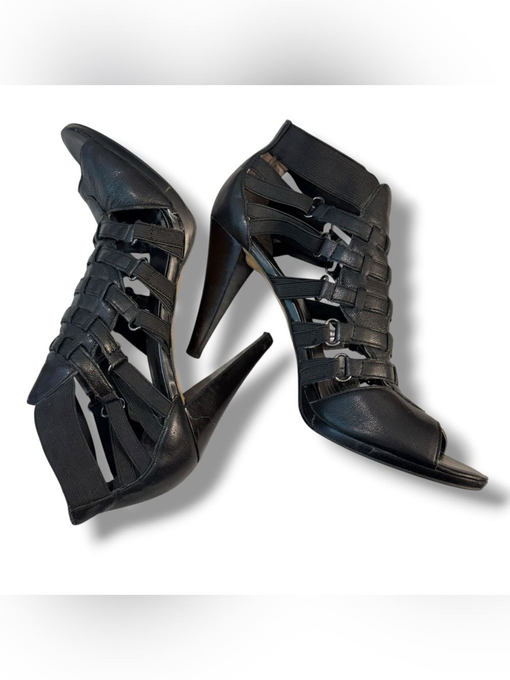 Nine West Japar Black Strappy gladiator style Heels Size 8 - Picture 3 of 16